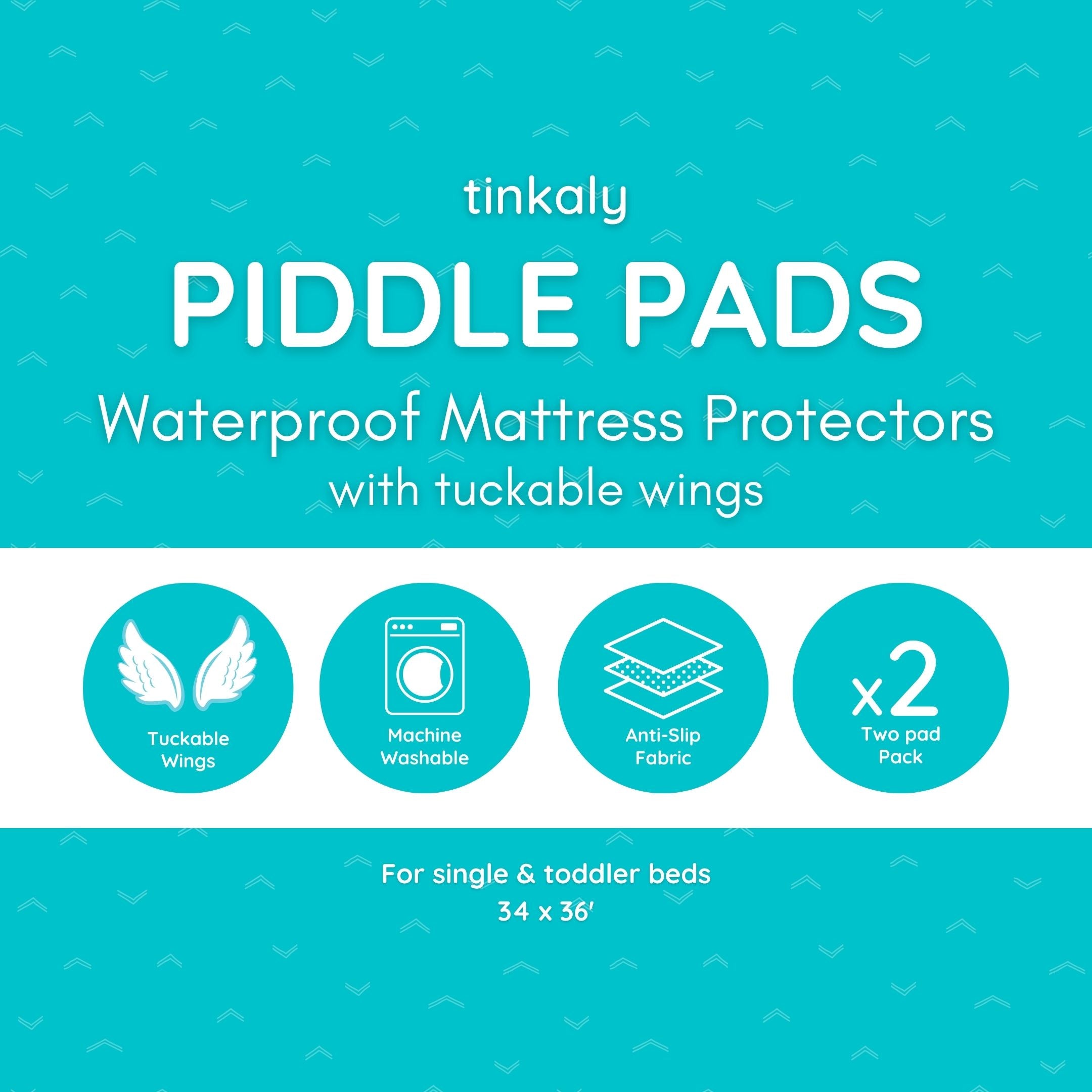 Piddle Pads - Waterproof bedwetting & potty training bed protectors (Pack of 2)