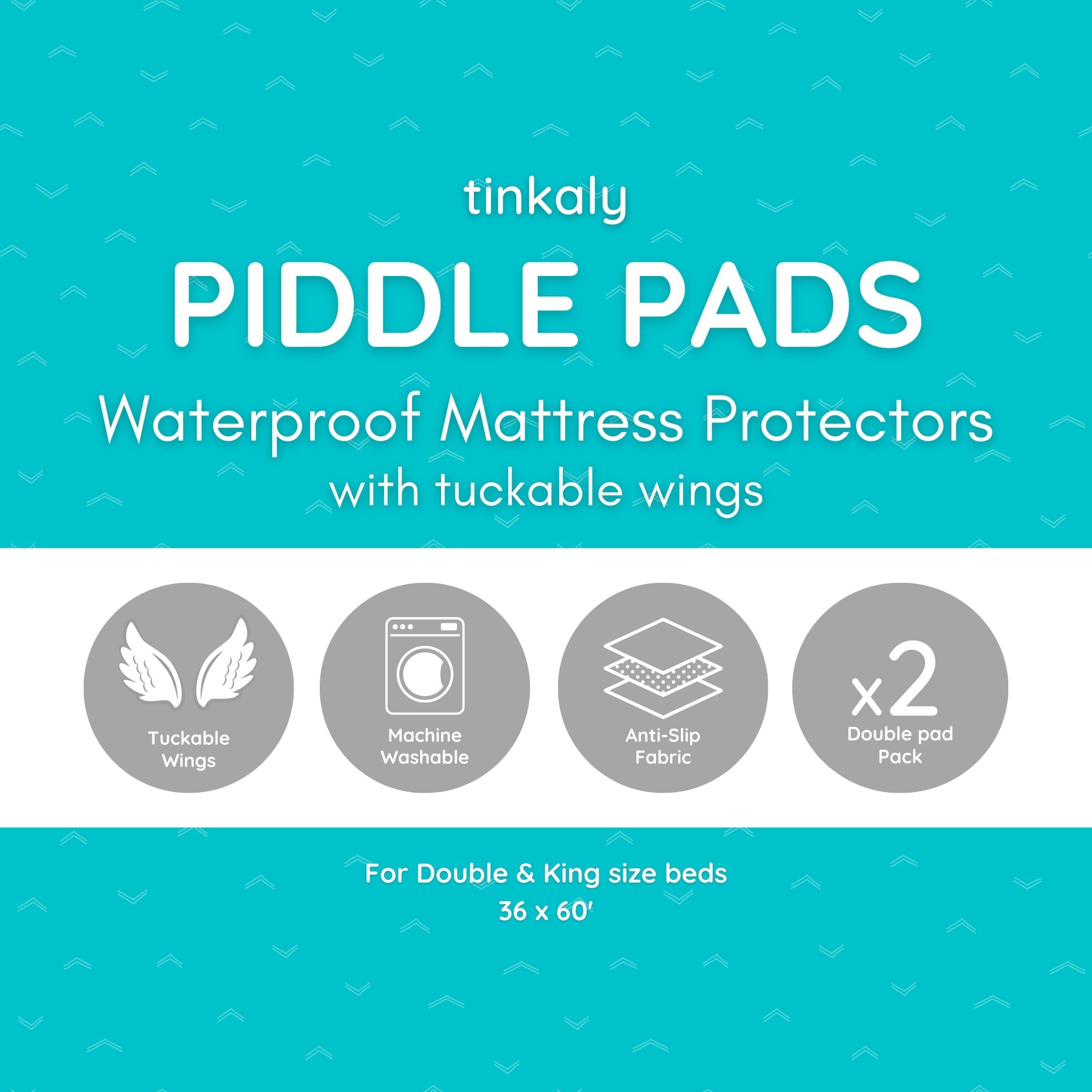 Piddle Pads - Waterproof bedwetting & potty training bed protectors (Pack of 2)